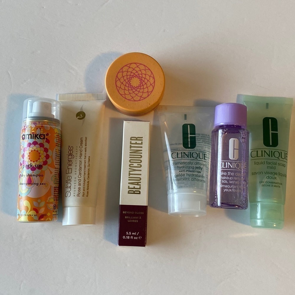 Lot of 7 beauty items Clinique, Beauty Counter, Amika, Subtle Energies